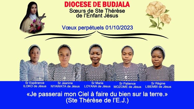Les soeurs Thérésiennes de Budjala, qui ont émis leurs voeux perpétuels en la mémoire liturgique de sainte Thérèse de l'Enfant Jésus, le 1er octobre 2023.
