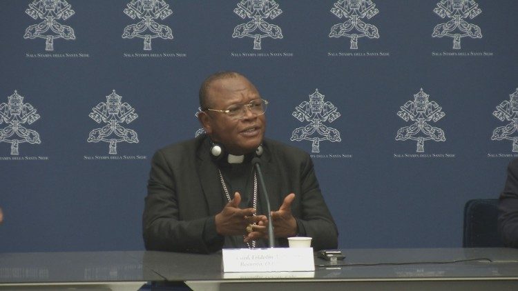 Cardinal Ambongo spoke to journalists at the Synod briefing on 7 October