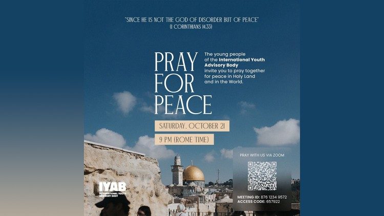 La locandina della veglia di preghiera per la pace in Medio oriente
