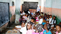 Children of the Cité du Soleil slum in Haiti at a schhol run by the Kizito Family