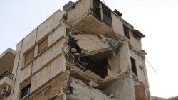 Un edificio distrutto ad Aleppo