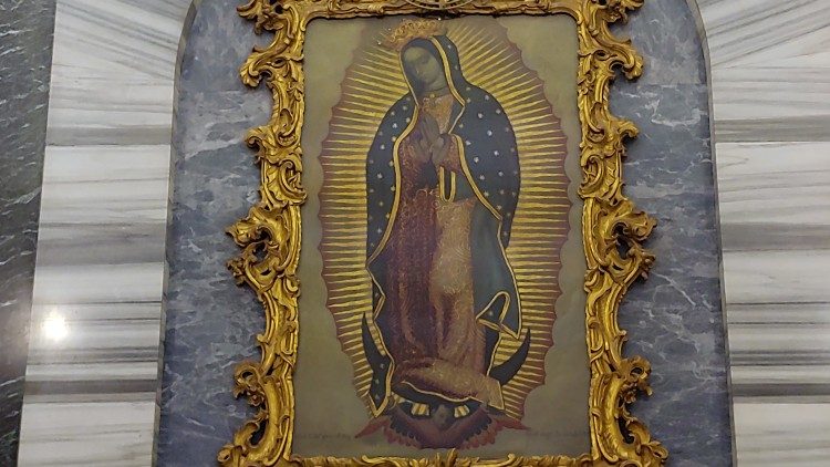 La imagen de la Virgen de Guadalupe colocada en la capilla del Monasterio de la Visitación en Roma (Vía Galla Placida 63)