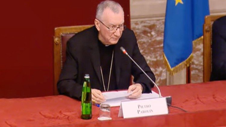Il cardinale durante la sua lectio magistralis alla Camera dei Deputati su monsignor Luigi Secco