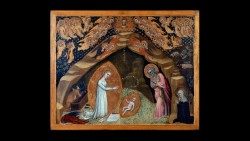 Niccolò di Tommaso, St. Brigitta und die Vision der Geburt Jesu, Tempera und Gold auf Fichtenholz, nach 1372, Vatikanische Museen © Musei Vaticani