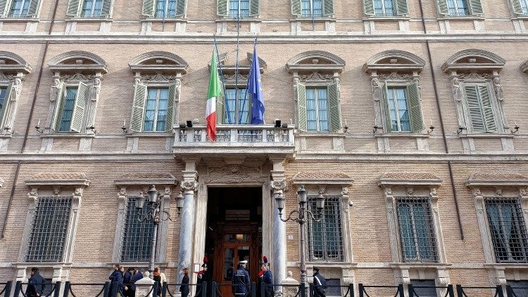 Facciata del Palazzo del Senato della Repubblica italiana a Piazza Madama