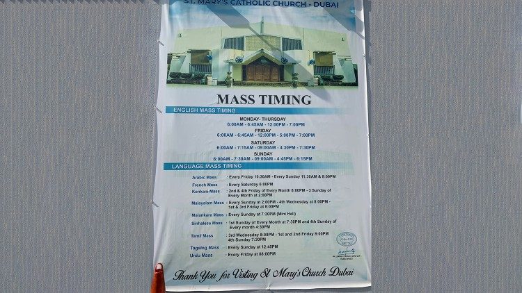 Il calendario delle Messe in più lingue a Santa Maria a Dubai
