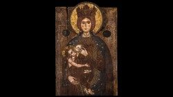 Virgo lactans-ikonet fra det italienske Montevergine-abbediet. Ikonet var utstilt i Peterskirken under messen.