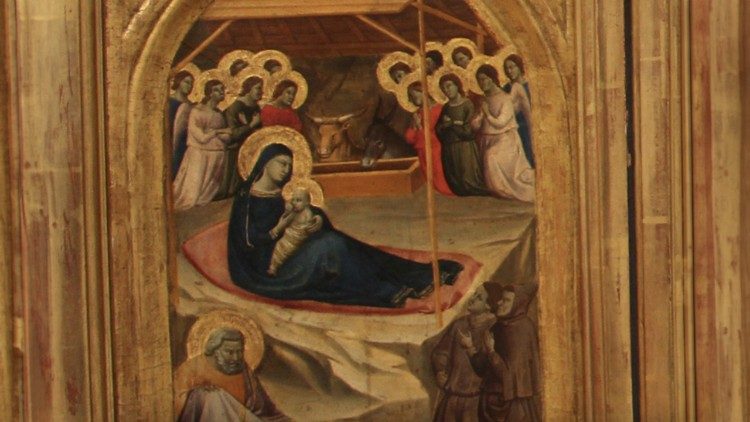 Taddeo Gaddi, Tríptico, detalhe com a Natividade