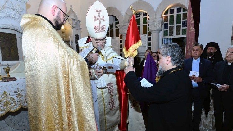2024.04.07 Conferimento titolo Monsignore a Padre Kevork Bahe Chiesa armena cattolica Damasco