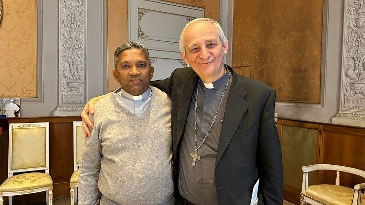 Fr Rohan Silva and Cardinal Matteo Zuppi