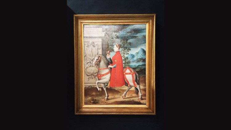 Matilde di Canossa a cavallo, olio su tela, sec. XVII