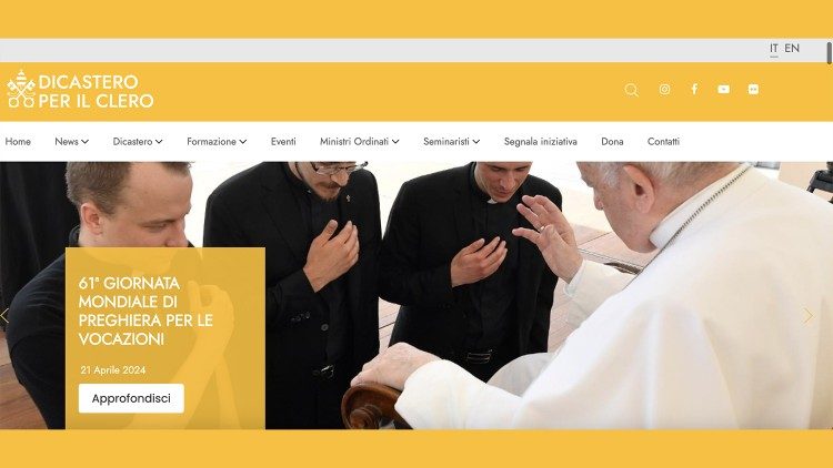 La home page del nuovo sito del Dicastero per il Clero