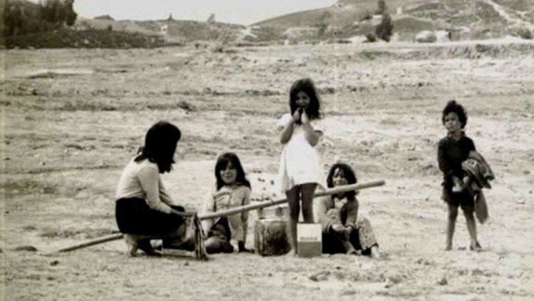 Neighborhood children upon the sisters' arrival 50 years ago