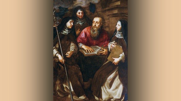 Św. Hieronim ze swoimi uczennicami, św. Paulą i św. Eustochium (Wikimedia commons)