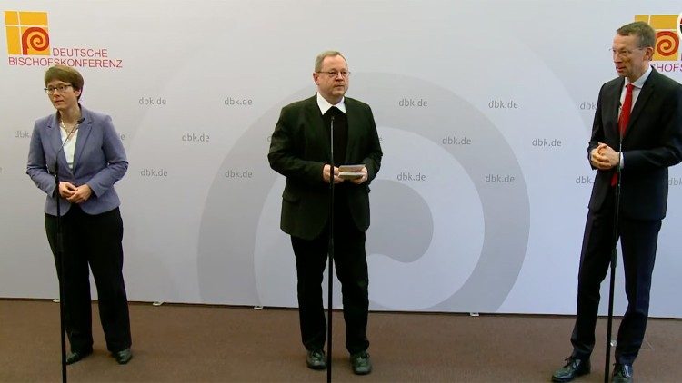 Bishop Georg Bätzing at a press conference on Monday