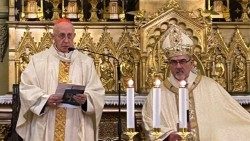 Ierusalim: Cardinalul Fernando Filoni împreună cu cardinalul Pierbattista Pizzaballa, la Sfânta Liturghie din 1 ianuarie 2024