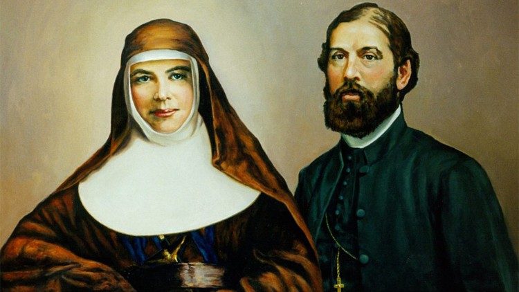 Santa Mary MacKillop y el Padre Julian Tenison Woods (Pintura de Reg Campbell, utilizada con el permiso de los administradores de las Hermanas de San José)