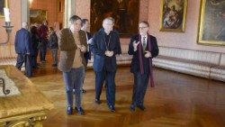 Il cardinale Parolin all'Accademia dei Lincei con il presidente Roberto Antonelli e il premio Nobel Giorgio Parisi