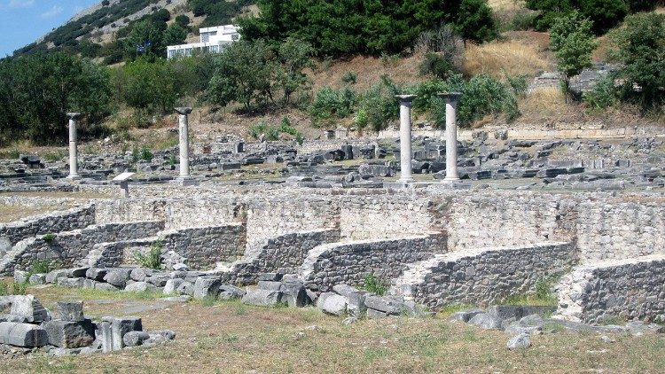 Shops at Philippi. Lydia may have sold her purple dye goods near here. (Photo by author)