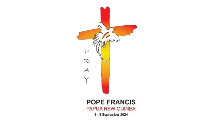O logotipo e o lema da viagem a Papua Nova Guiné