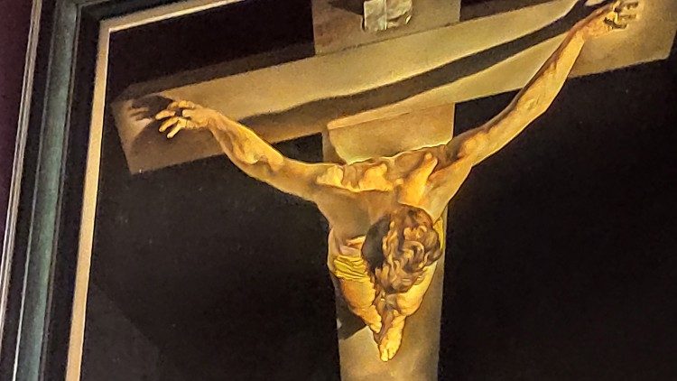 Salvador Dalì, Cristo di San Juan de la Cruz (particolare), 1951, olio su tela, 205×116 cm nell'originale, Kelvingrove Art Gallery and Museum, Glasgow 