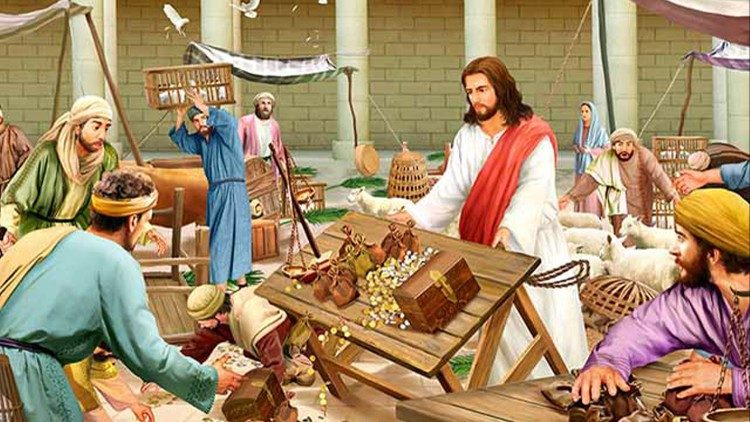 Jezus wyrzucający przekupniów ze świątyni