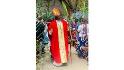 Zambia's Bishop of Mongu Diocese, Evans Chinyemba OMI, during Palm Sunday 2024.