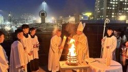 Cardinal Giorgio Marengo lights the Easter fire